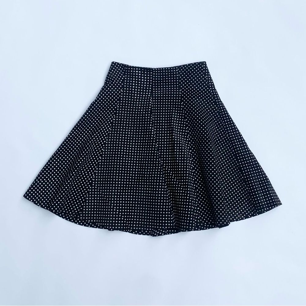 90s Vintage Wilsons Leather Black & White Polka Dot Mini Skirt 0 2 24 25 Womens